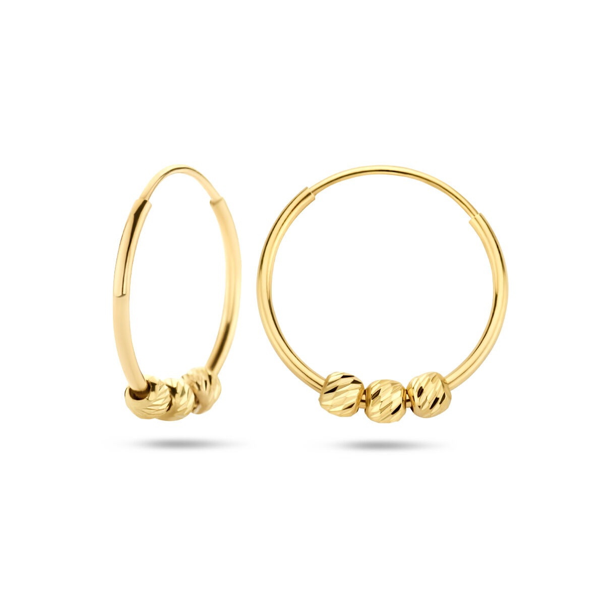 Orecchini a cerchio in oro con sferette – 14k, 11 mm
