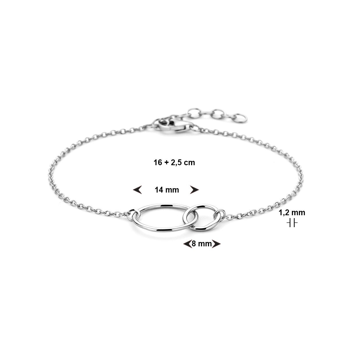 Bracciale d'argento con cerchi aperti – argento 925 rodiato