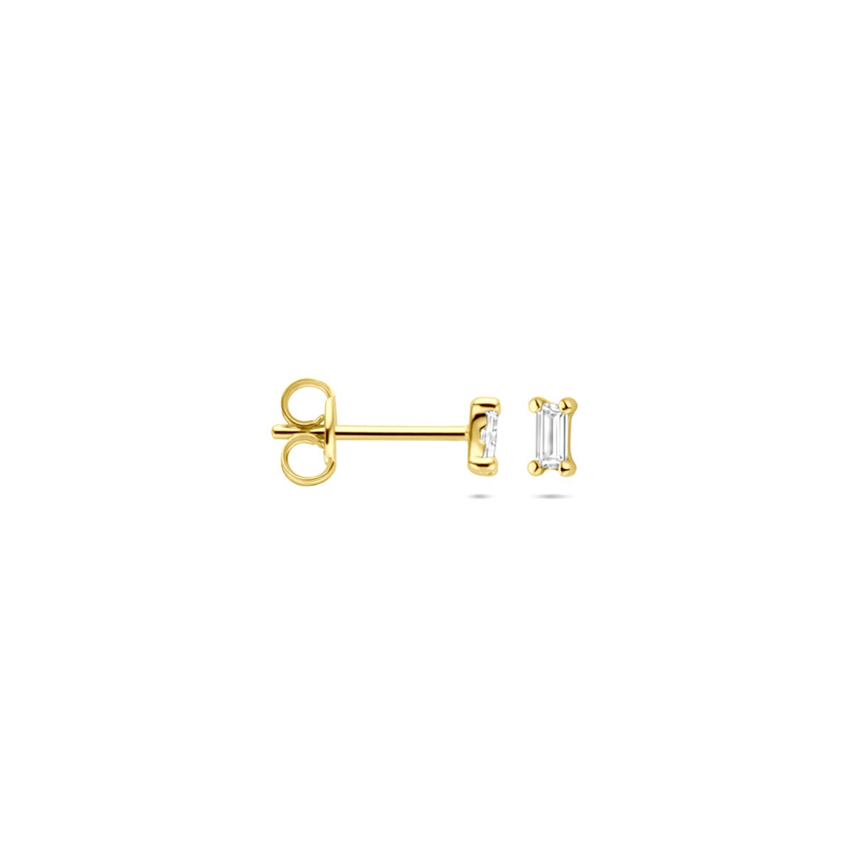 Orecchini a bottone in oro giallo 14k con zirconia