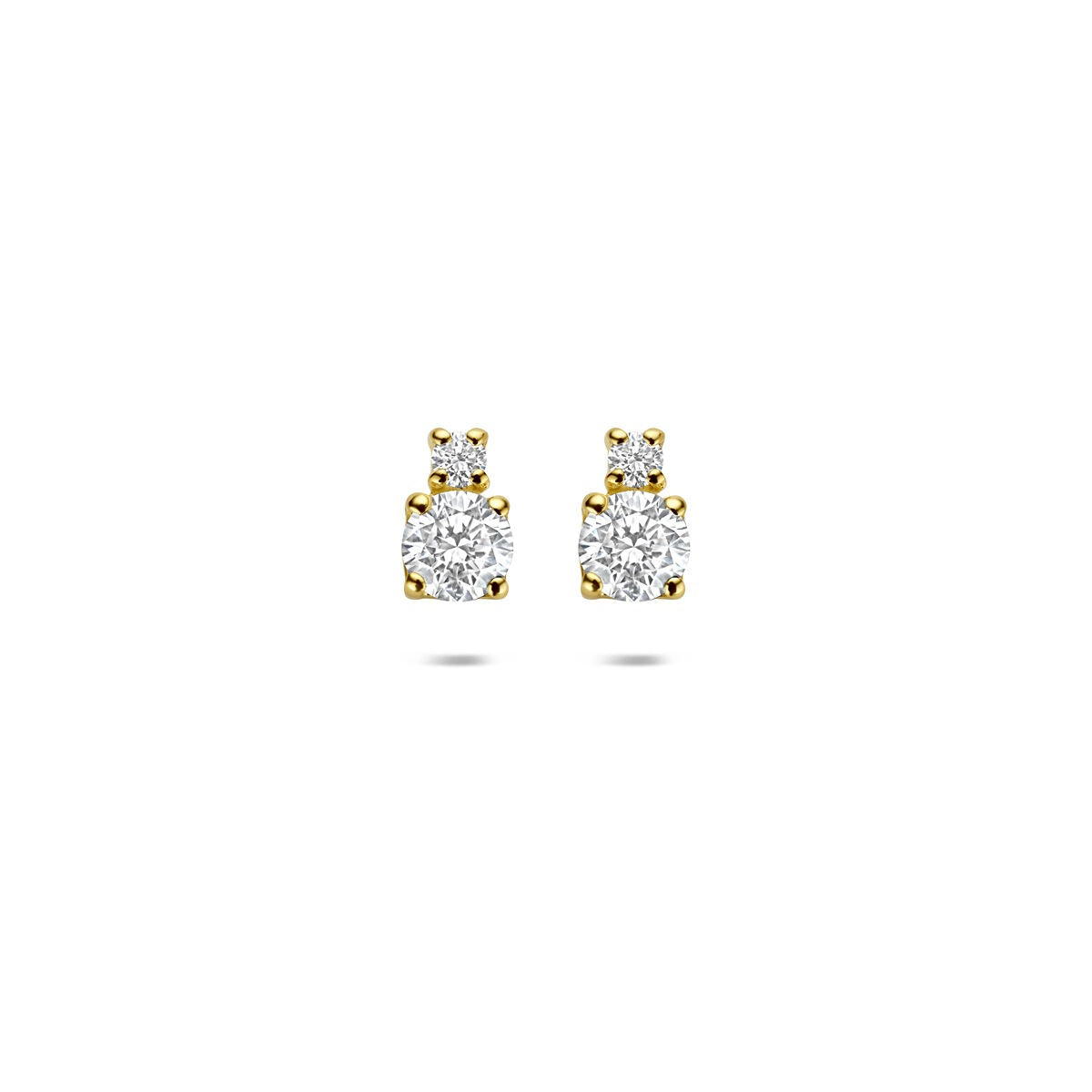 Orecchini in oro giallo 14k con diamanti lab-grown, design a forma quadrata.
