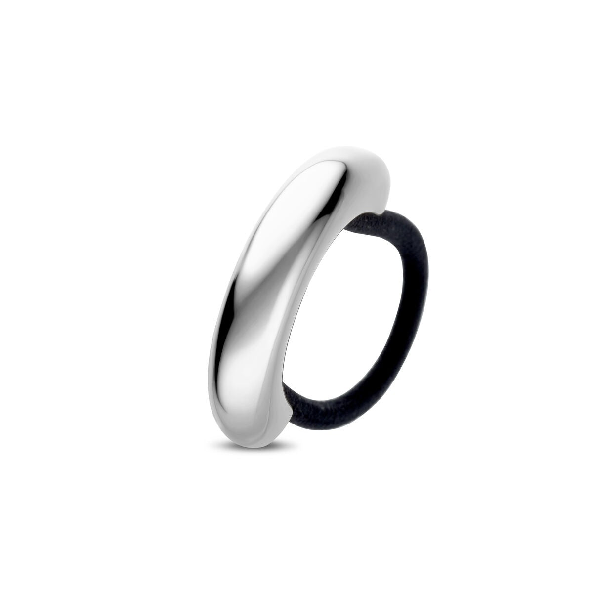 Cuff per capelli in acciaio, color argento, design minimalista con finitura lucida.