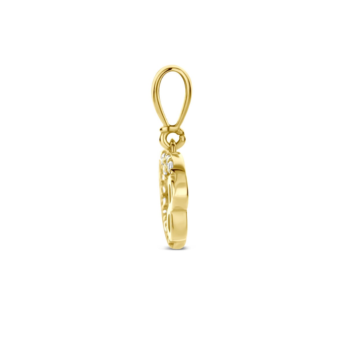 ciondolo cuore in oro giallo 9k con infinity e zirconia