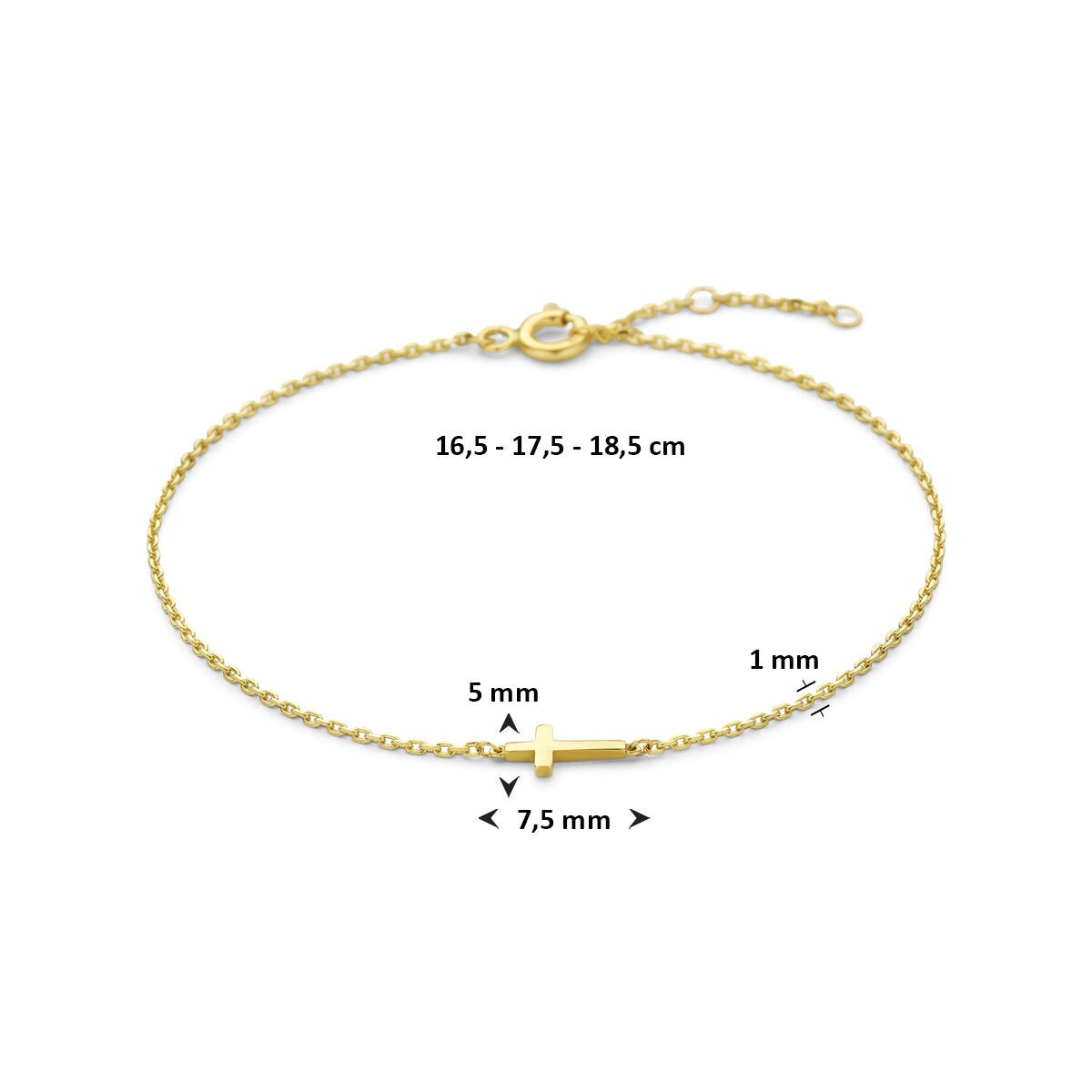 Bracciale da donna 9k color oro giallo con crocetta