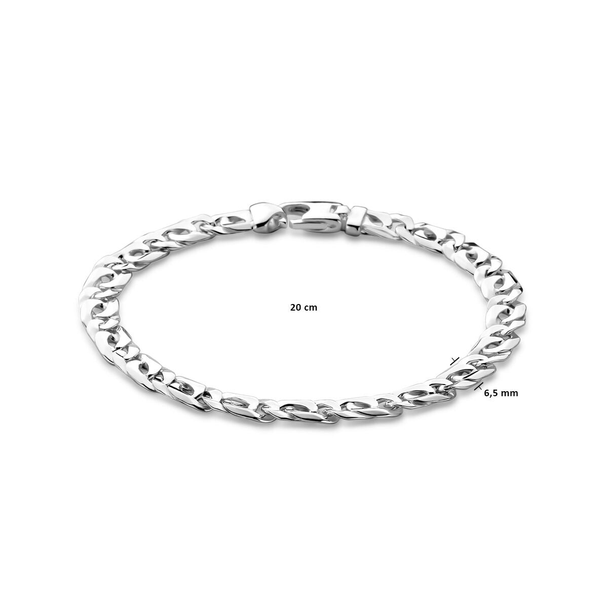 Bracciale da uomo in argento con maglia ad ancora e chiusura a moschettone