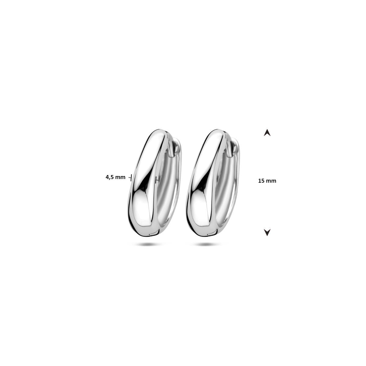 Orecchini a cerchio da donna in argento – argento 925 rodiato, 15 mm