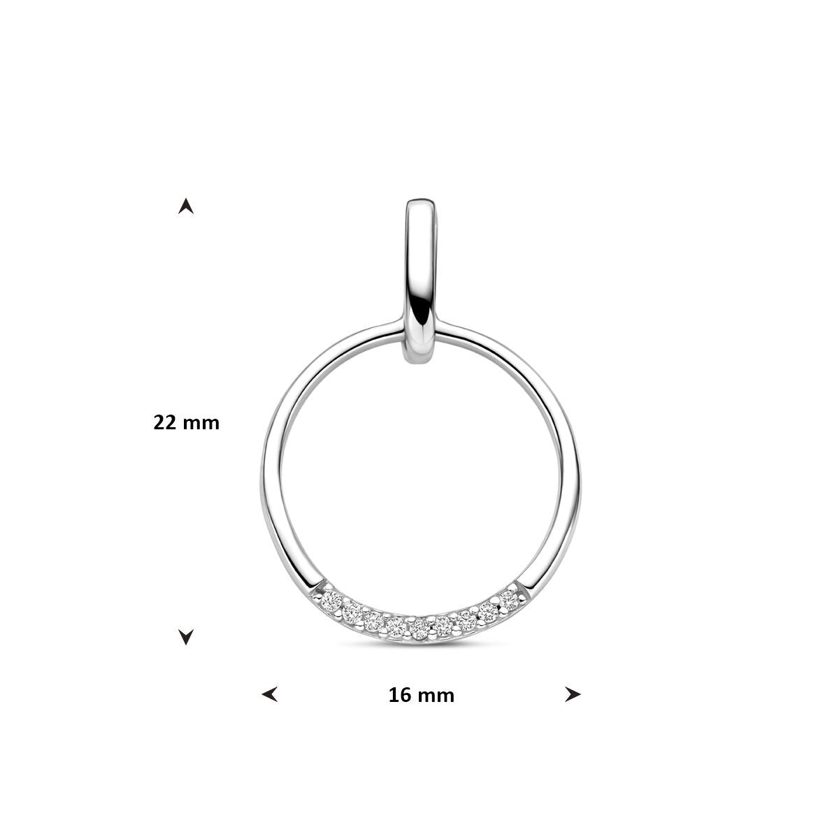 Ciondolo in argento rodiato con zirconia 22 mm