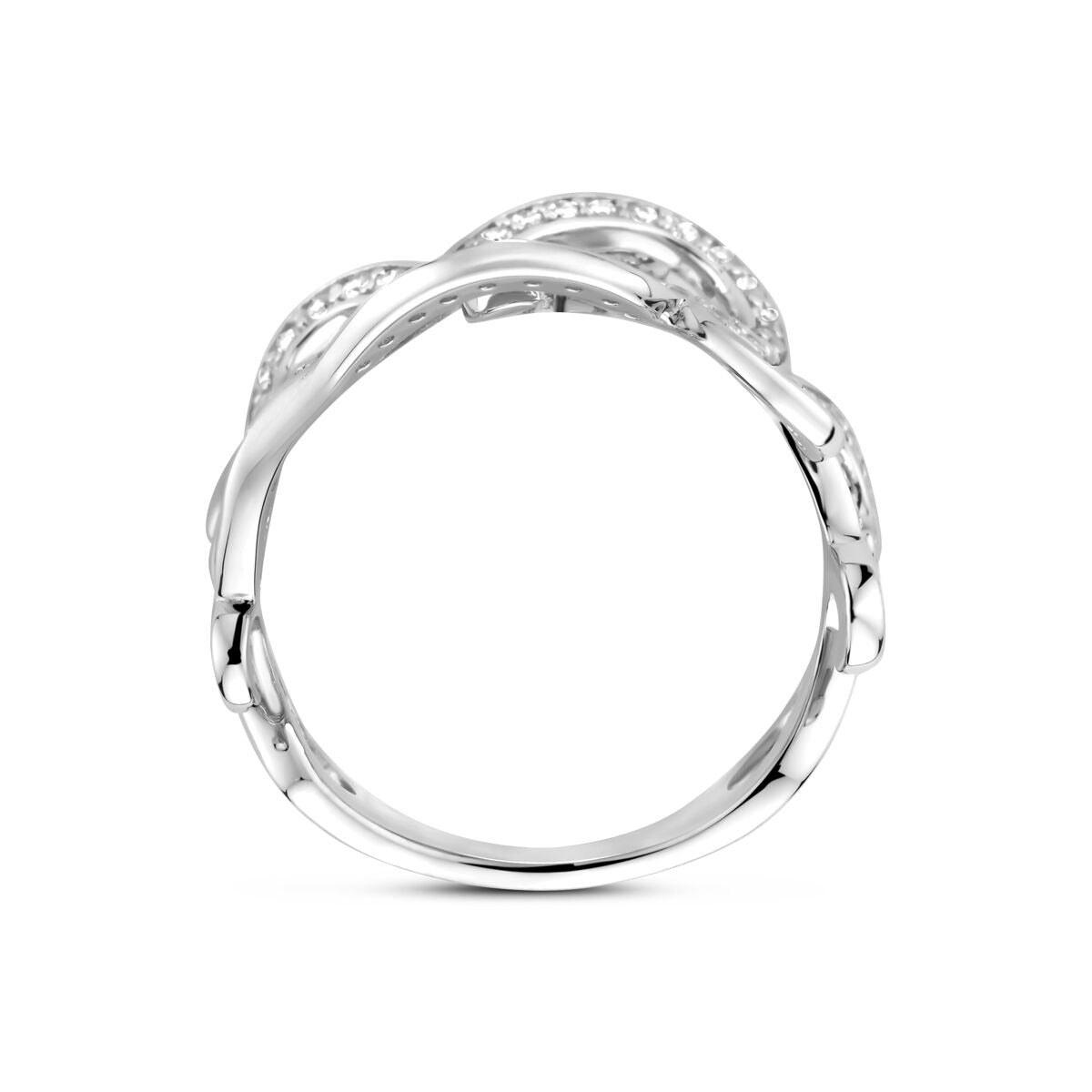 Anello entourage in argento rodiato con zirconi 16,5mm
