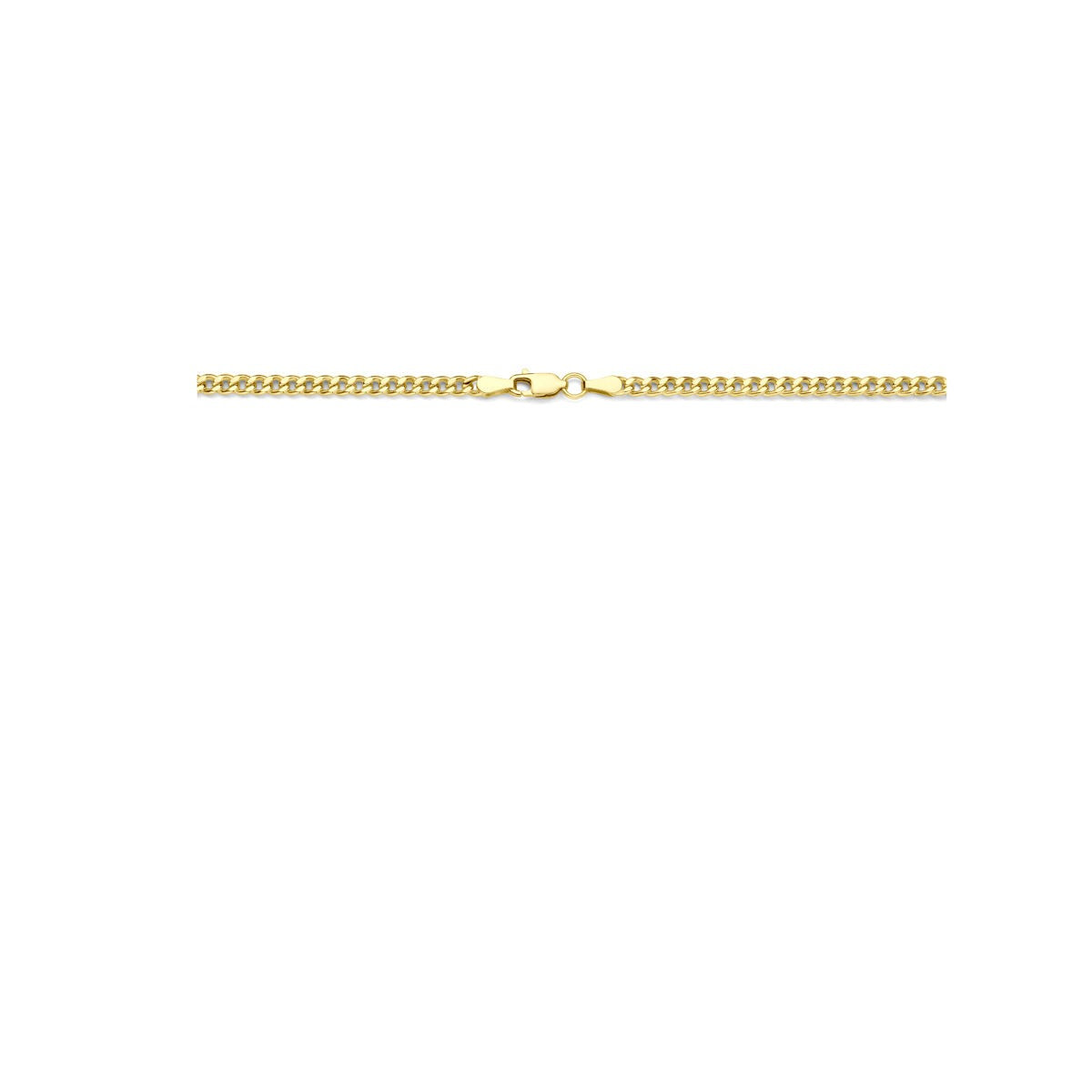 Collana gourmette sfaccettata – 14k oro giallo con anima d'argento, larga 3,7 mm