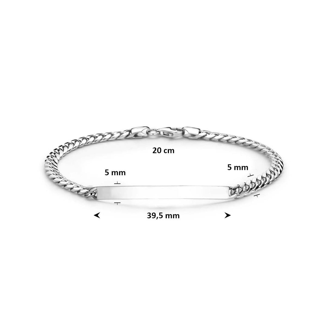 Gerhodineerd 925 zilveren heren graveerarmband met gourmetteschakel