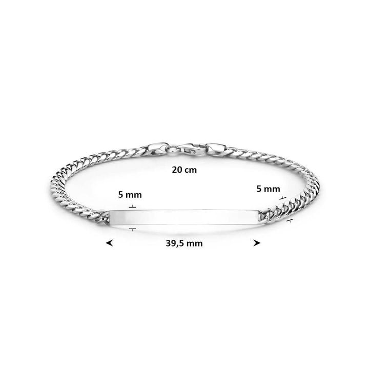 Gerhodineerd 925 zilveren heren graveerarmband met gourmetteschakel