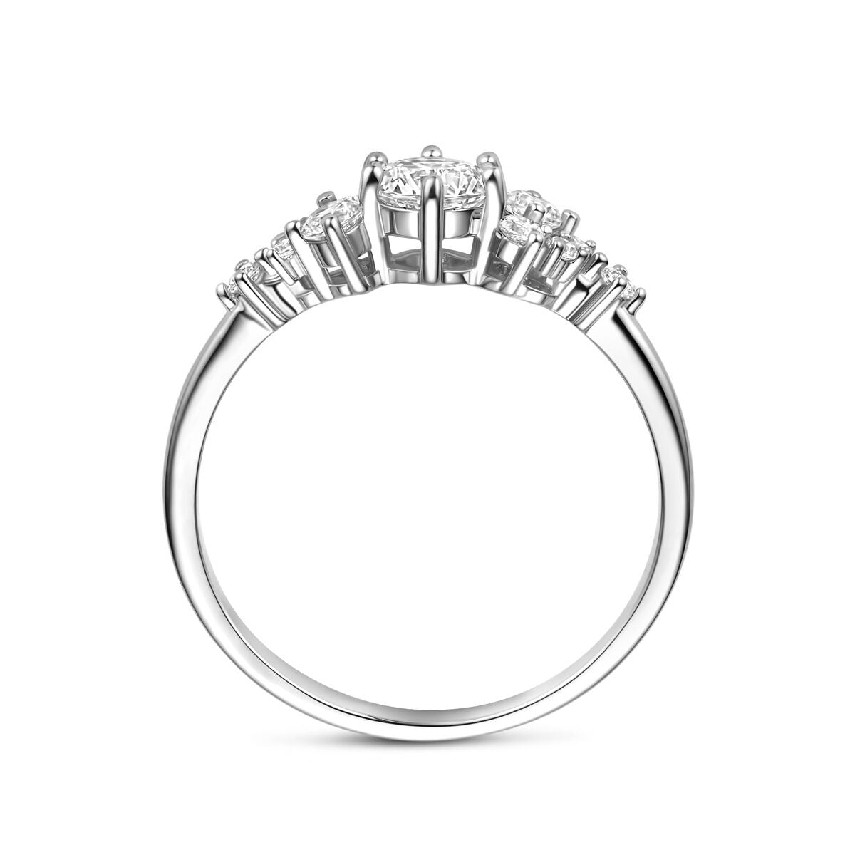 Anello in argento 925 rodiato con zirconia 6 mm