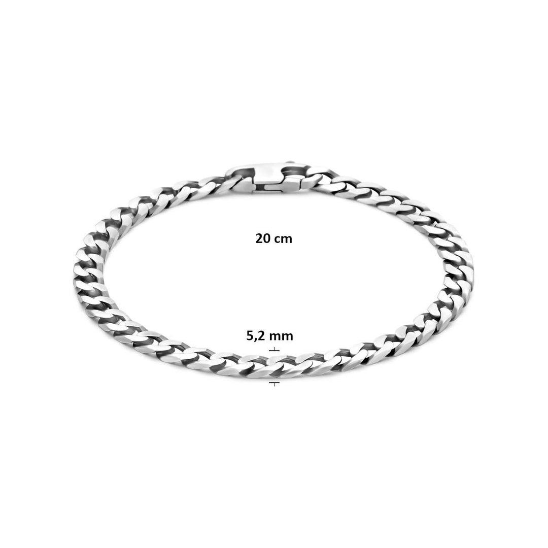 Geoxideerd 925 zilveren herenarmband met gourmetteschakel