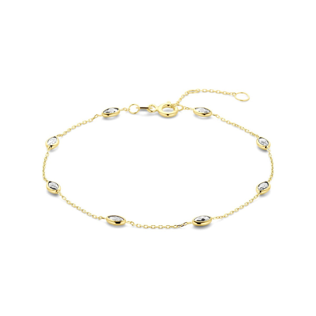 9k geelgouden dames armband met zirkonia