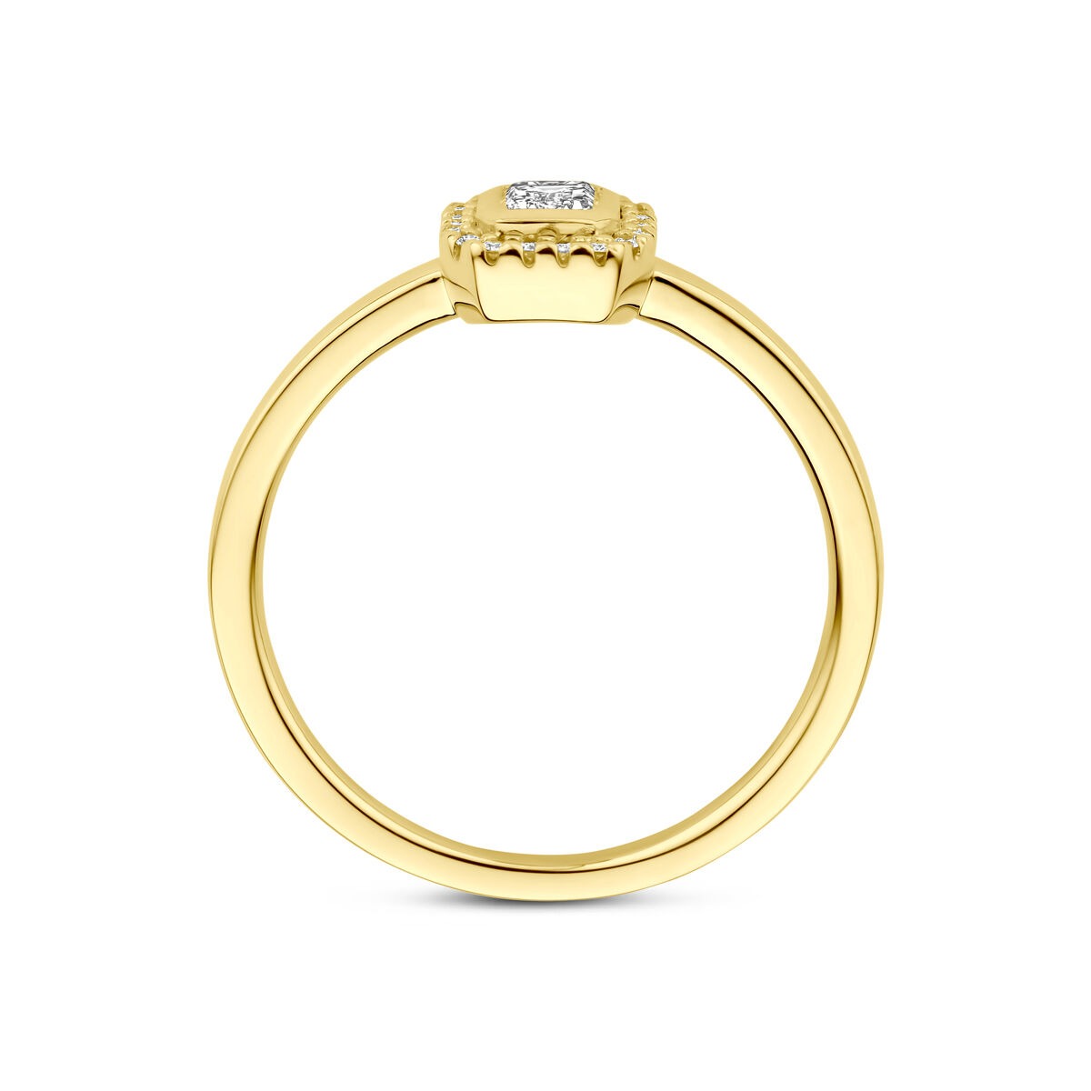 Anello in oro giallo 14k con diamante taglio smeraldo