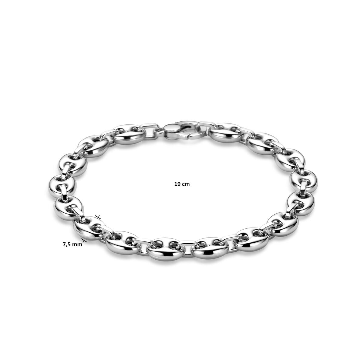 Bracciale in Argento 925 Rodiato con Maglia Chicco di Caffè