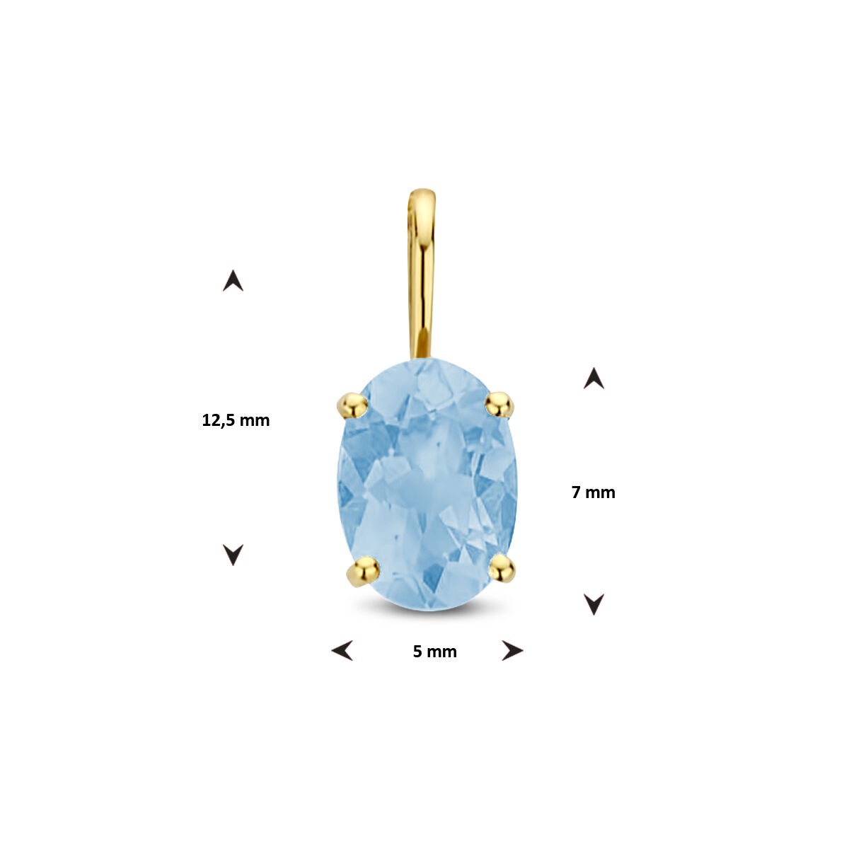 Ciondolo in oro giallo 14k con topazio blu – pietra del mese di nascita