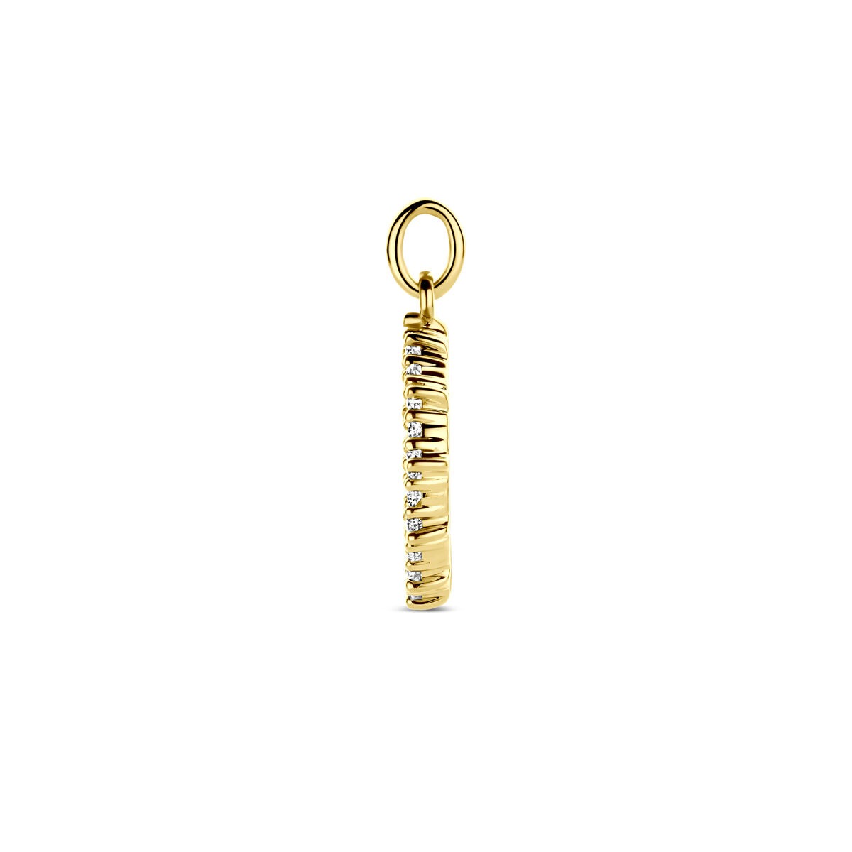 Ciondolo in oro giallo 14k con diamante – 0.25 ct, 18 mm di altezza
