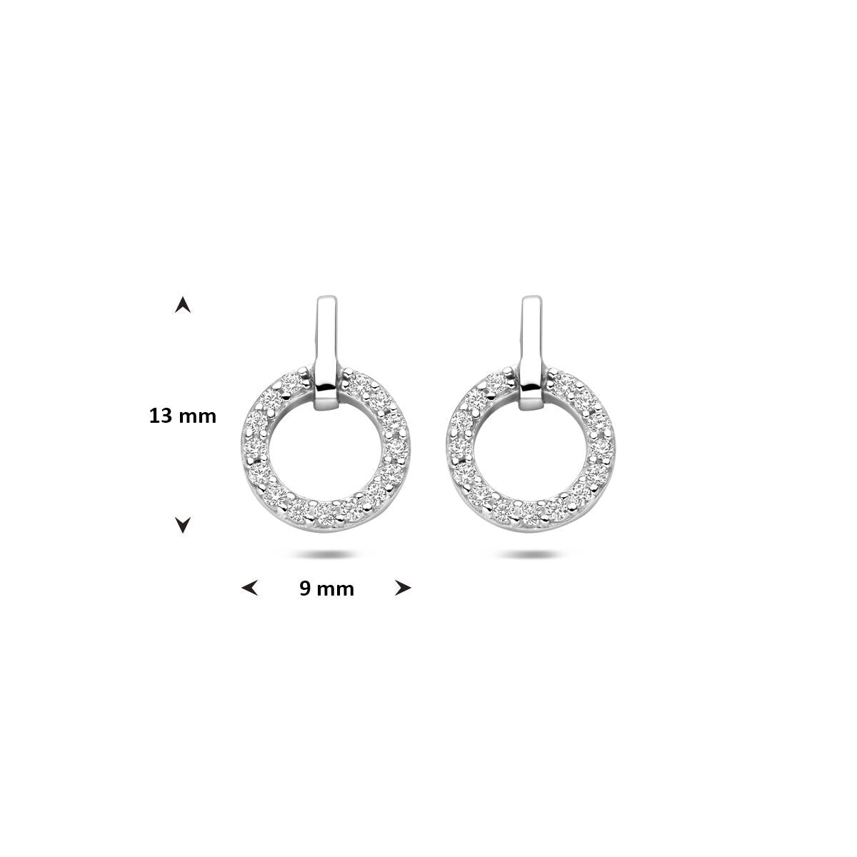 Orecchini a bottone in argento con zirconi entourage 13 mm