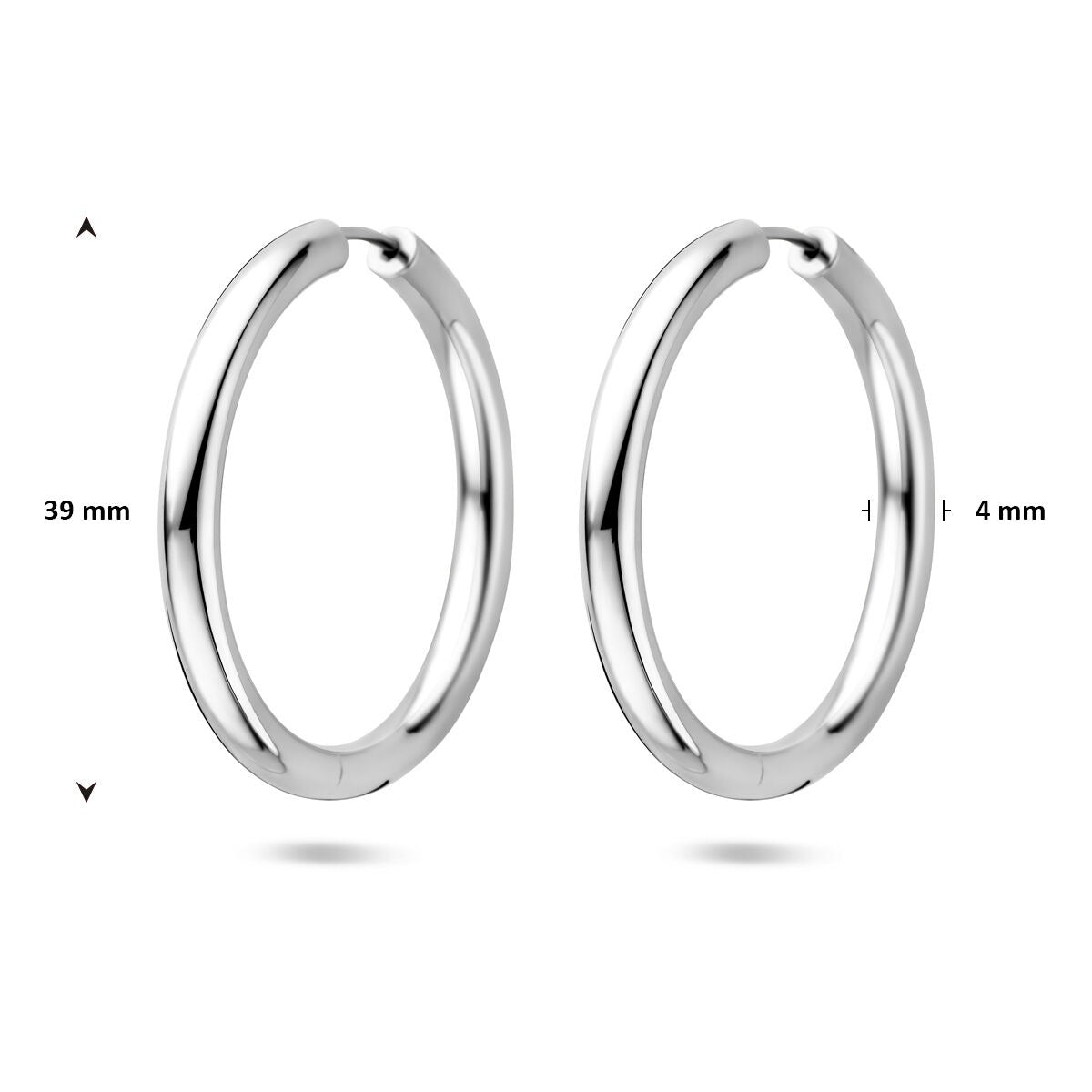 Orecchini a cerchio in argento – argento 925 rodiato 39 mm