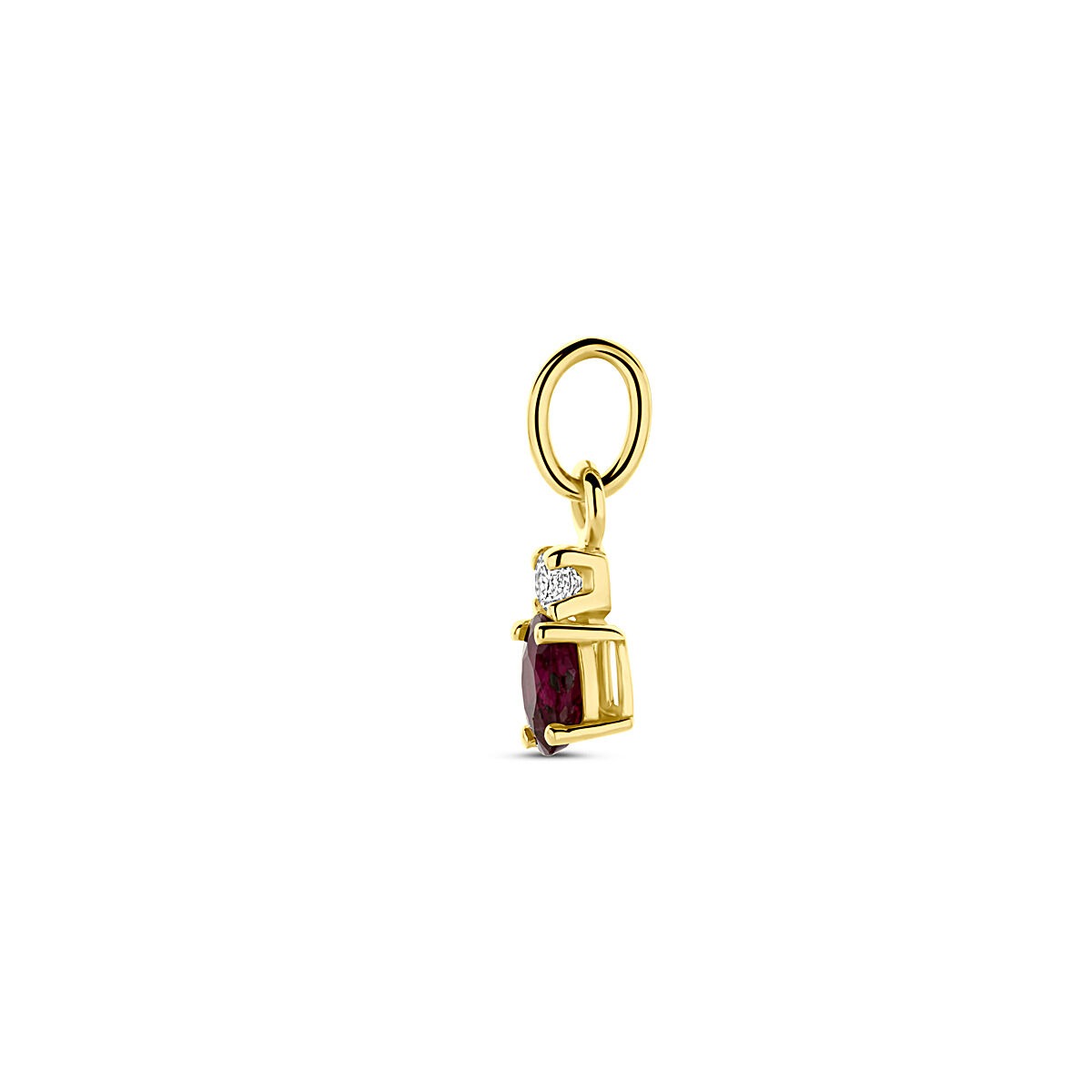 ciondolo in oro giallo 14K con rubino e zirconi – 12 mm