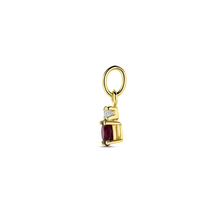 14k Geelgouden hanger met robijn en zirkonia – 12 mm
