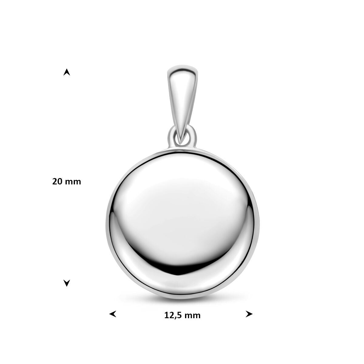 Medaglione rotondo in argento 925 placcato rodio