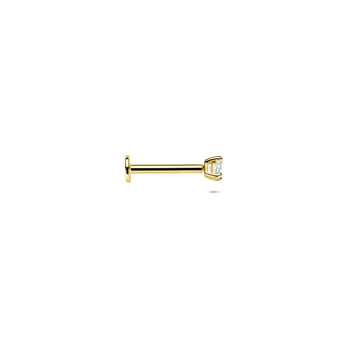 Piercing flat back in oro 14k con zirconia – 2,5 mm