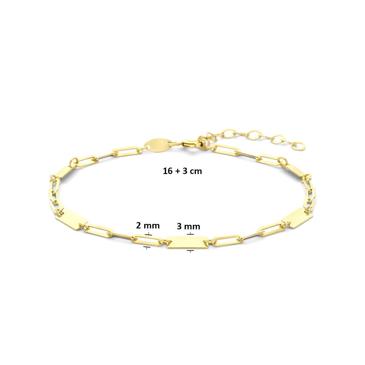 Bracciale 9k in oro giallo con eleganti piastrine