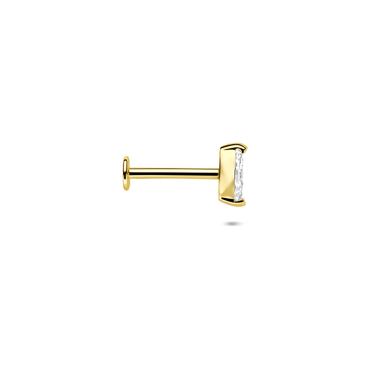 Piercing flat back in oro giallo 14k con zircone – scintillio raffinato