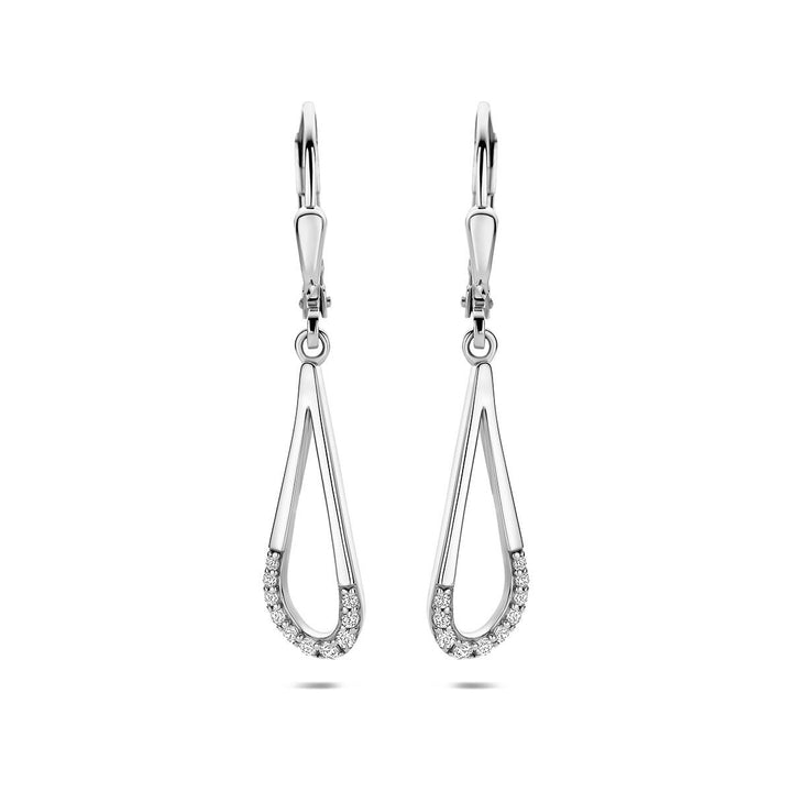 Gerhodineerd 925 zilveren druppel oorhangers met zirkonia