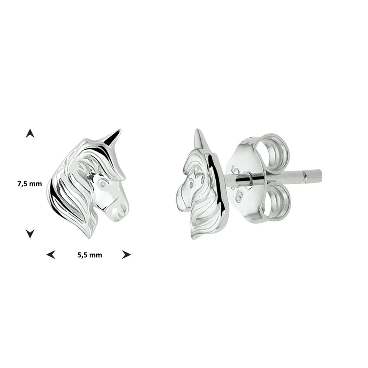 Orecchini da bambino in argento unicorno – rodiato