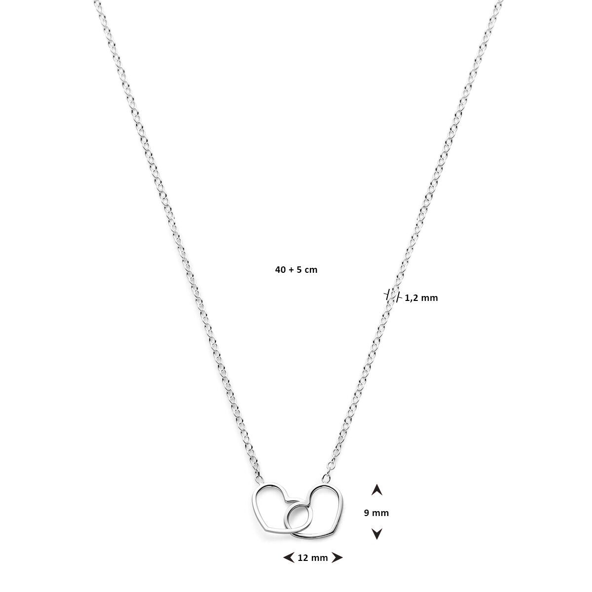Collana d'argento con doppio cuore – collana ad ancora rodiata