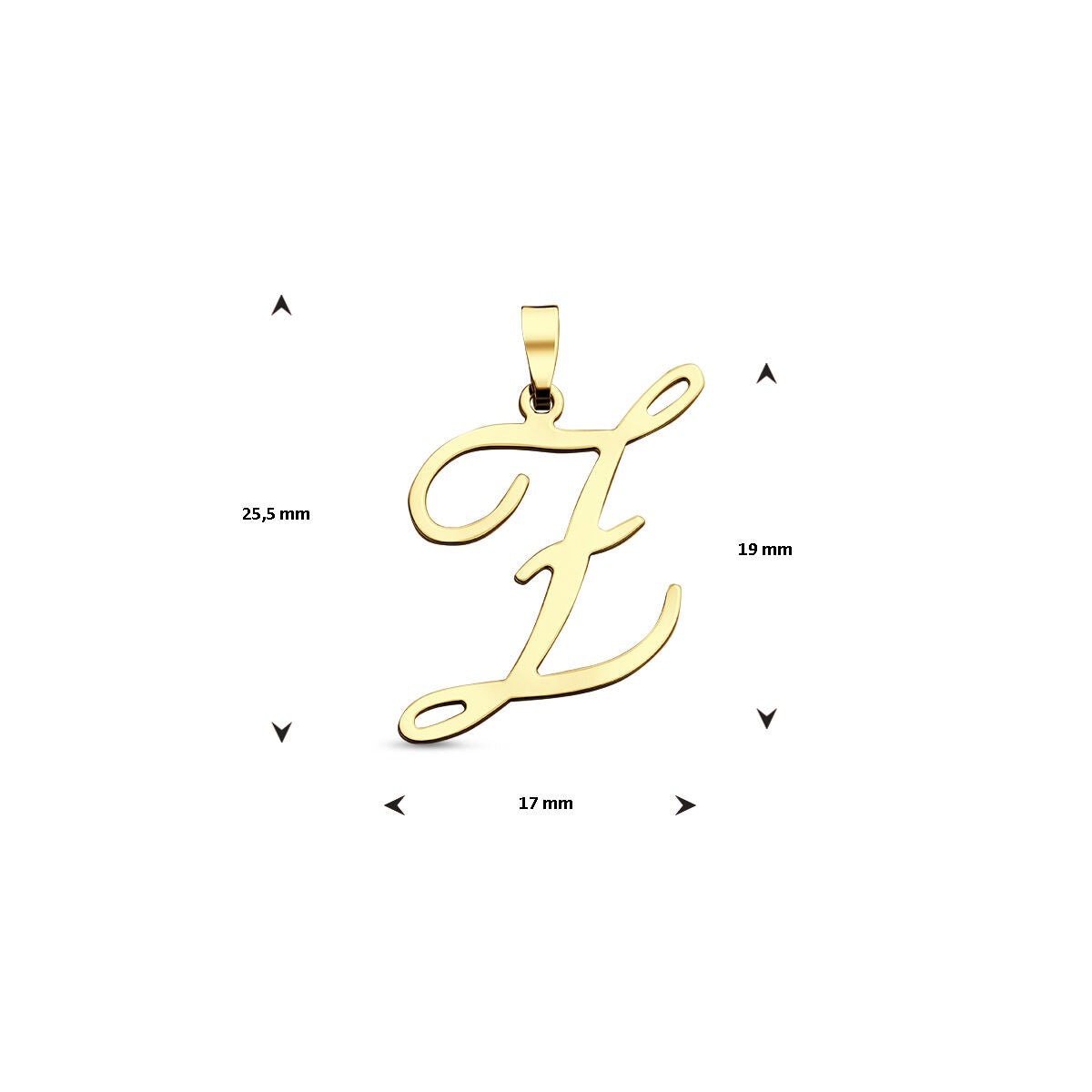 Ciondolo da donna in oro giallo 14k a forma di lettera