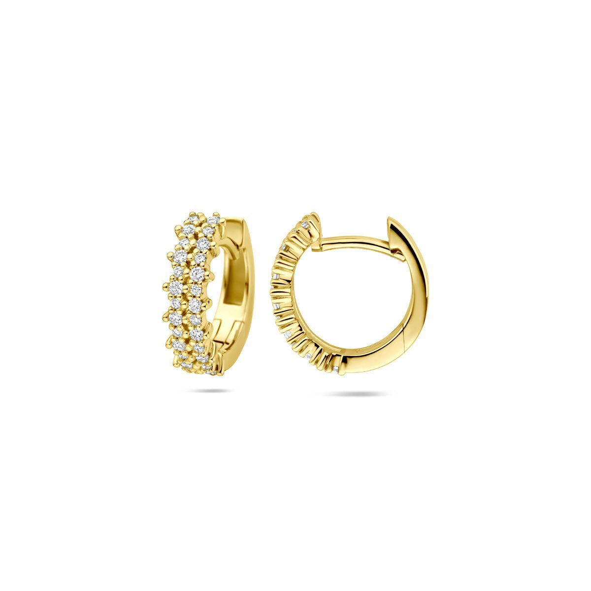 Orecchini a cerchio in oro giallo 14k con diamante – 0.27 ct, 12.5 x 4 mm