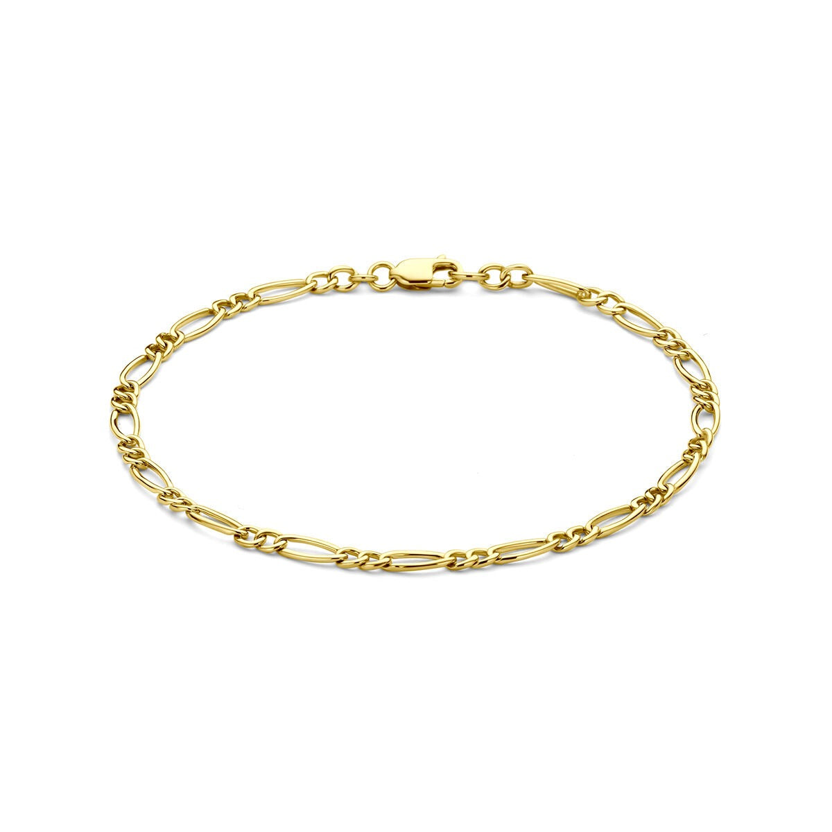 Bracciale da donna in oro giallo 14k con maglie ad anello.