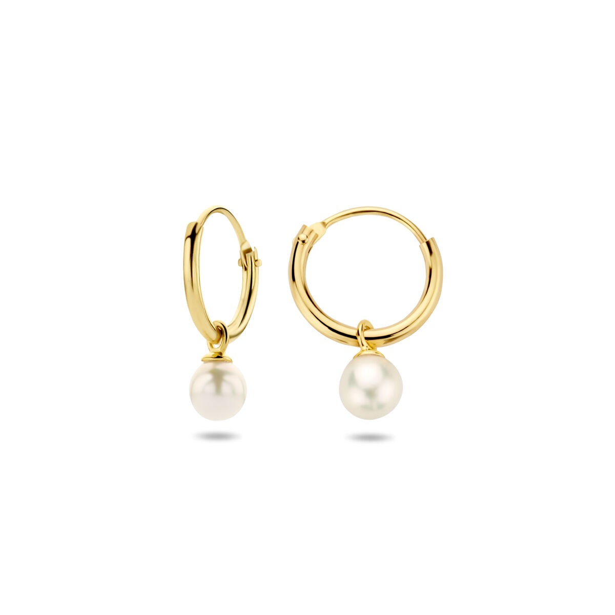 Orecchini a cerchio in oro con perla di acqua dolce – 14k