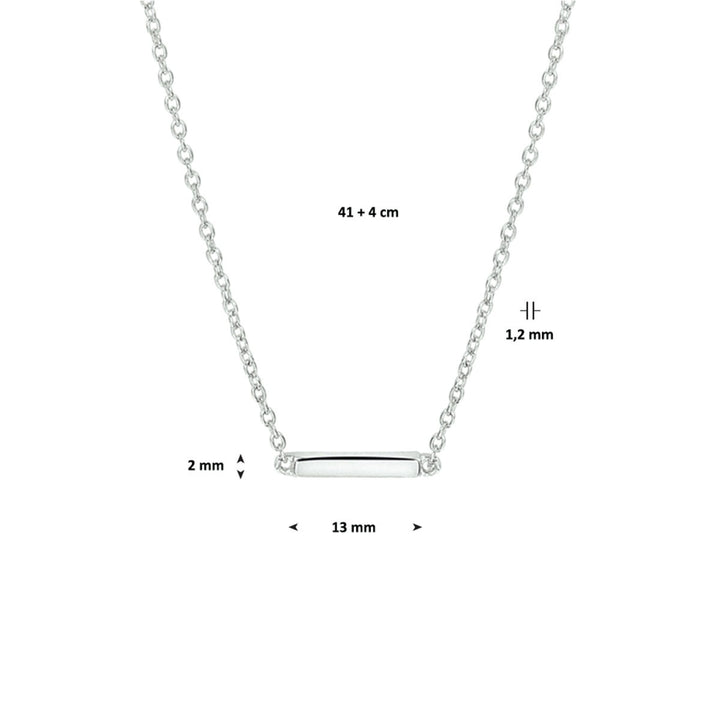 Zilveren collier met balkje – gerhodineerd 925 zilver