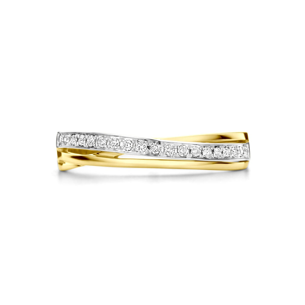 anello bicolore 14k con diamante 0.13ct