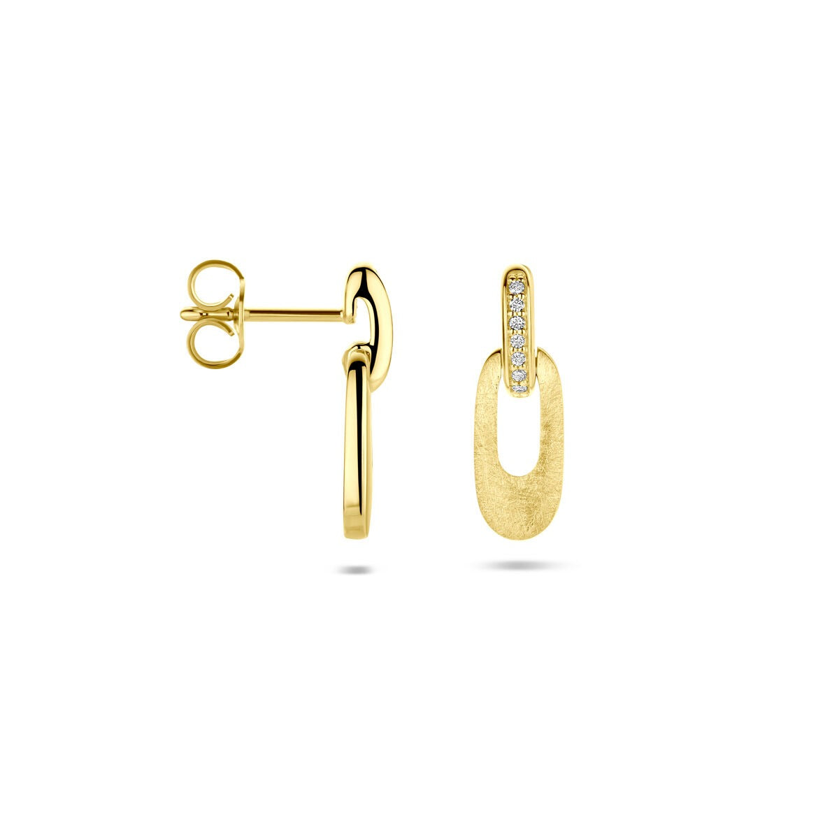 Orecchini pendenti in oro giallo 14k con diamante taglio brillante 0.04ct