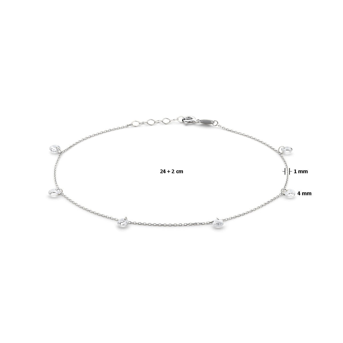 Cavigliera in argento 925 rodiato con zirconia