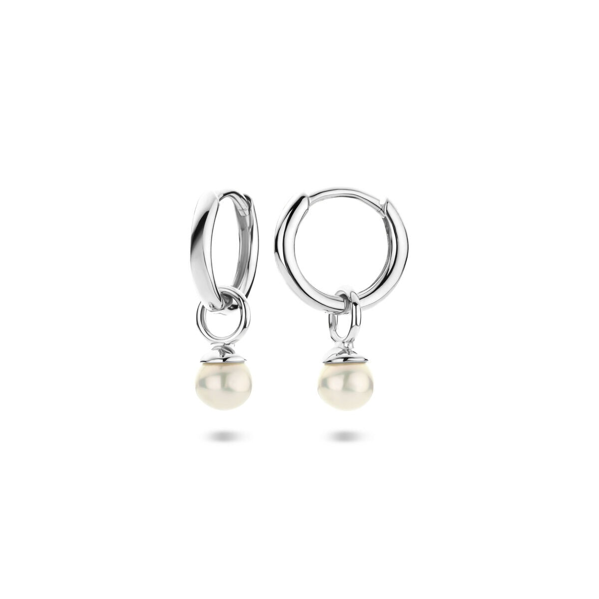 Orecchini a clip in argento con perla – argento 925 rodiato, 18 mm