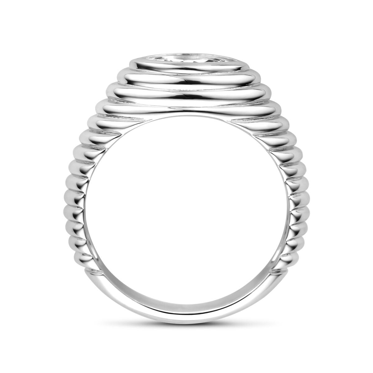 Anello in argento con zircone marquise – argento 925 rodiato, largo 7 mm