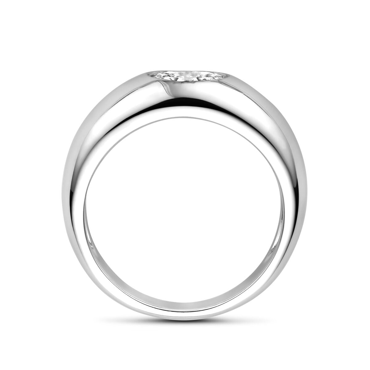 Anello da donna in argento con zircone ovale – argento 925 rodiato, largo 7,5 mm