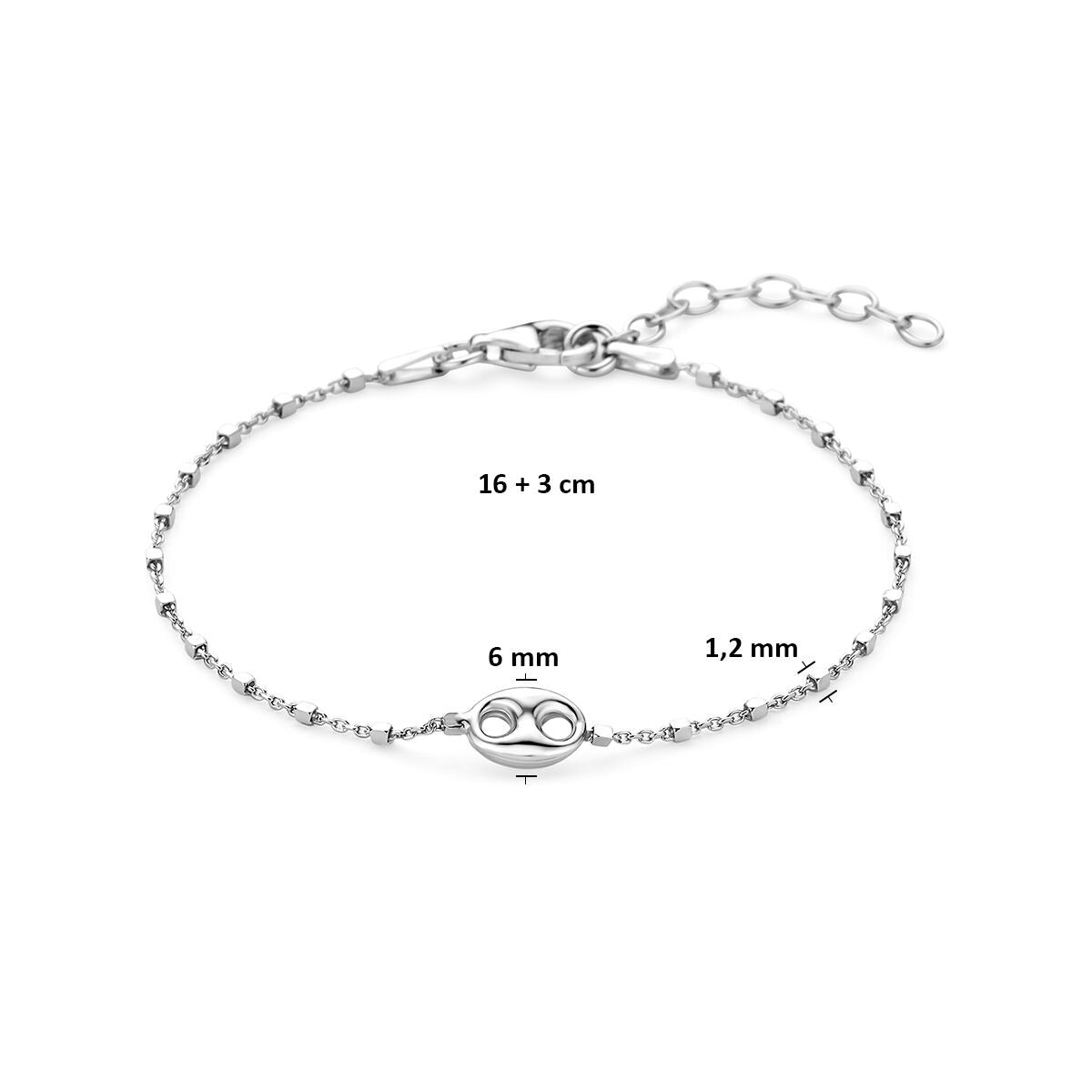 Bracciale a chicco di caffè in argento 925 rodiato