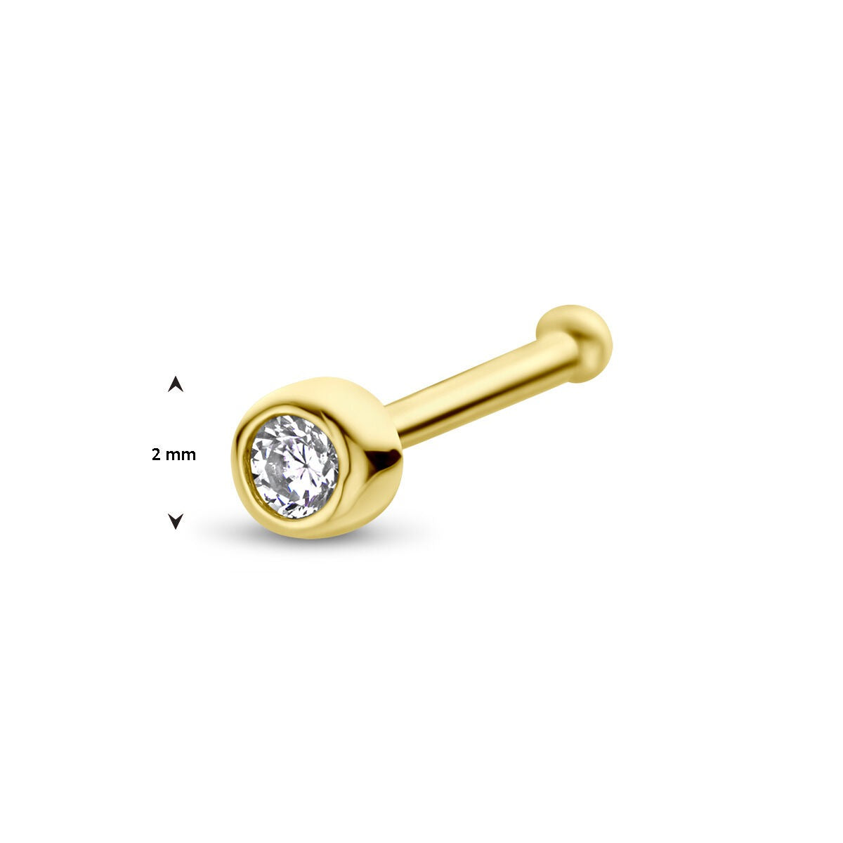 Chiodino per naso in oro giallo 14k con zircone taglio brillante