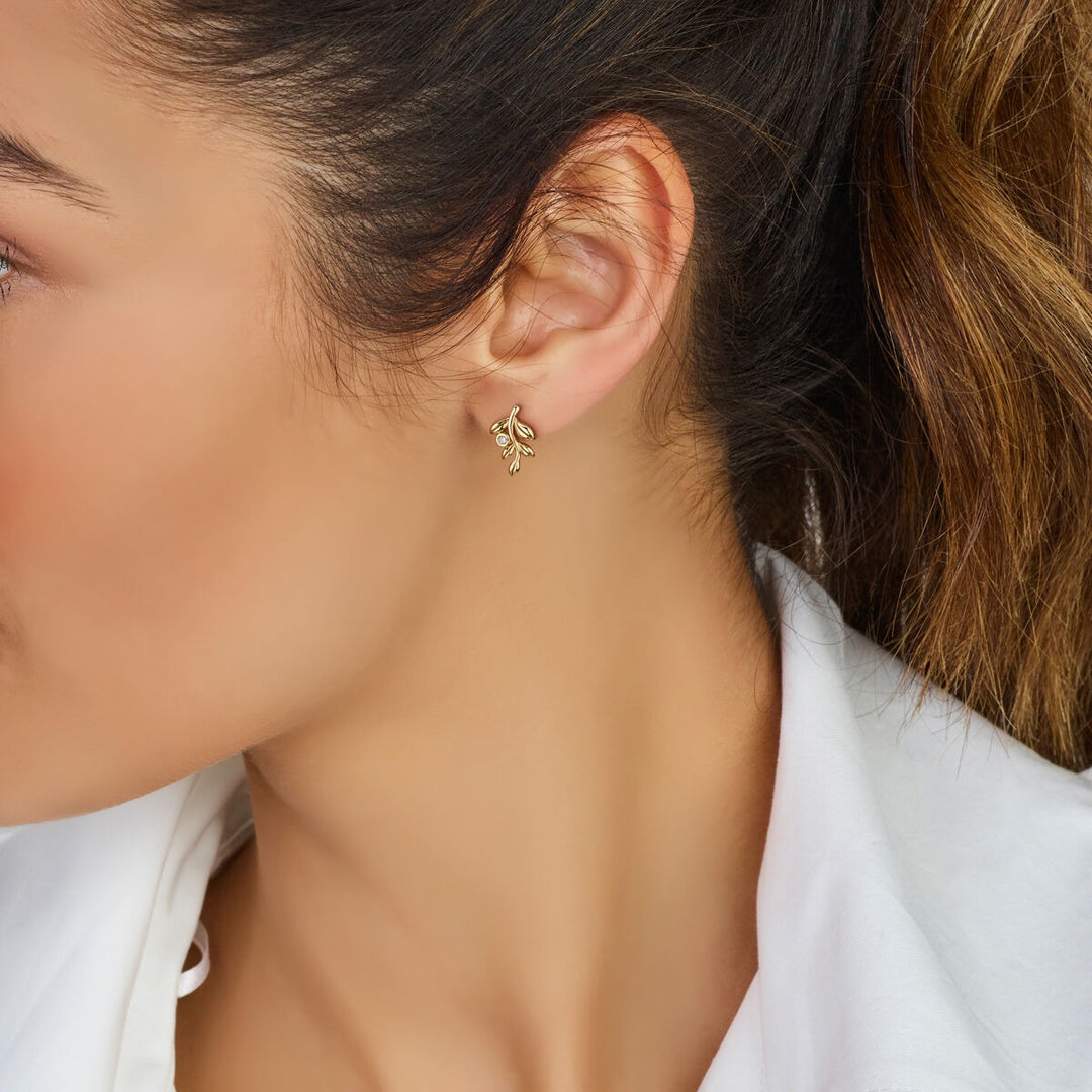14k Geelgouden oorknoppen met lab grown diamant