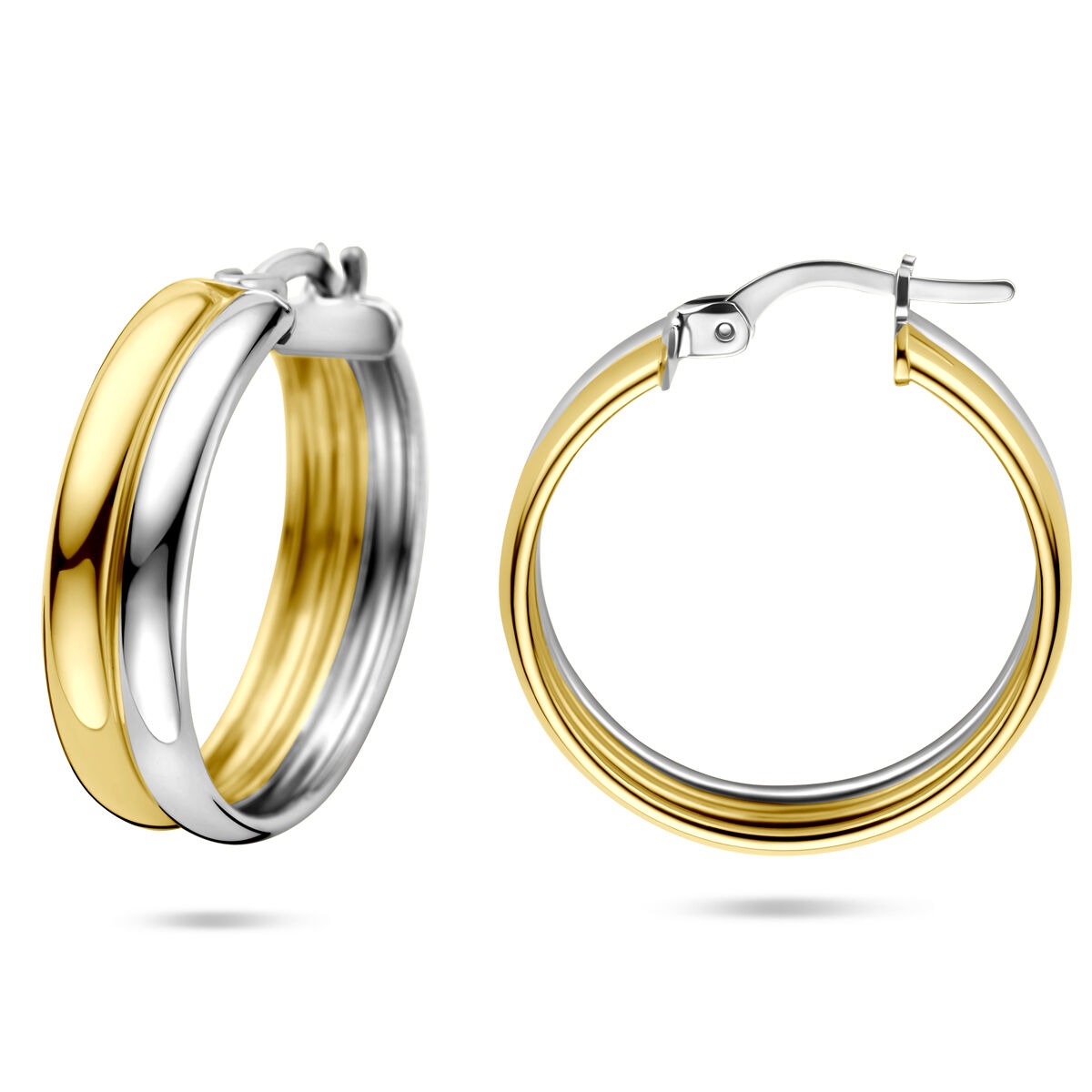 Cerchi bicolore in argento – dorato e rodiato 925, 23x6 mm