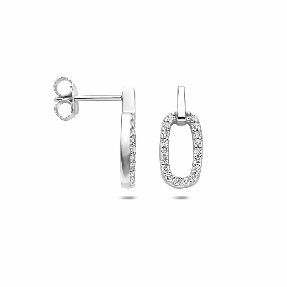 Orecchini a bottone in argento con zirconi entourage 16,5 mm