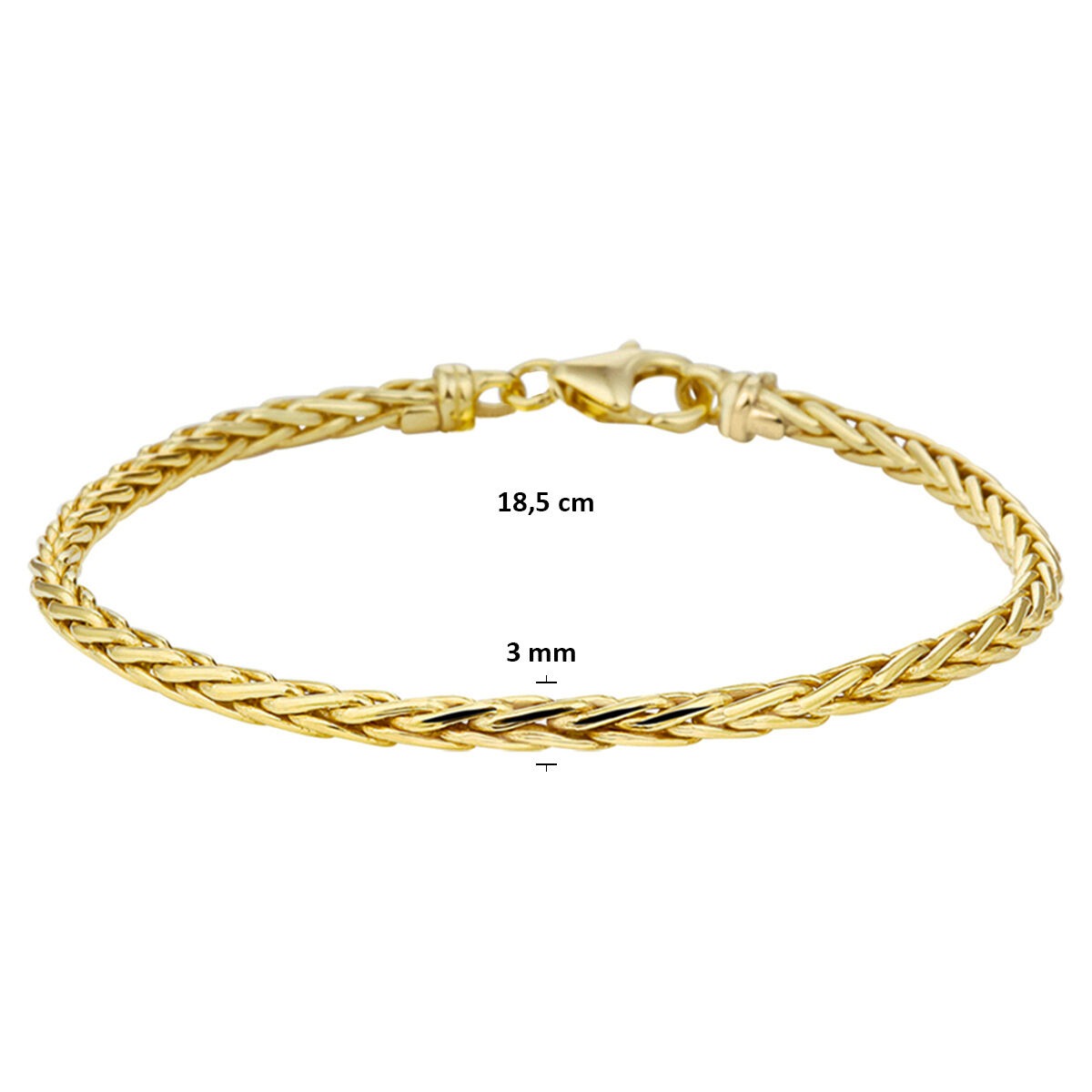 Bracciale coda di volpe in oro giallo 9k con anima d'argento