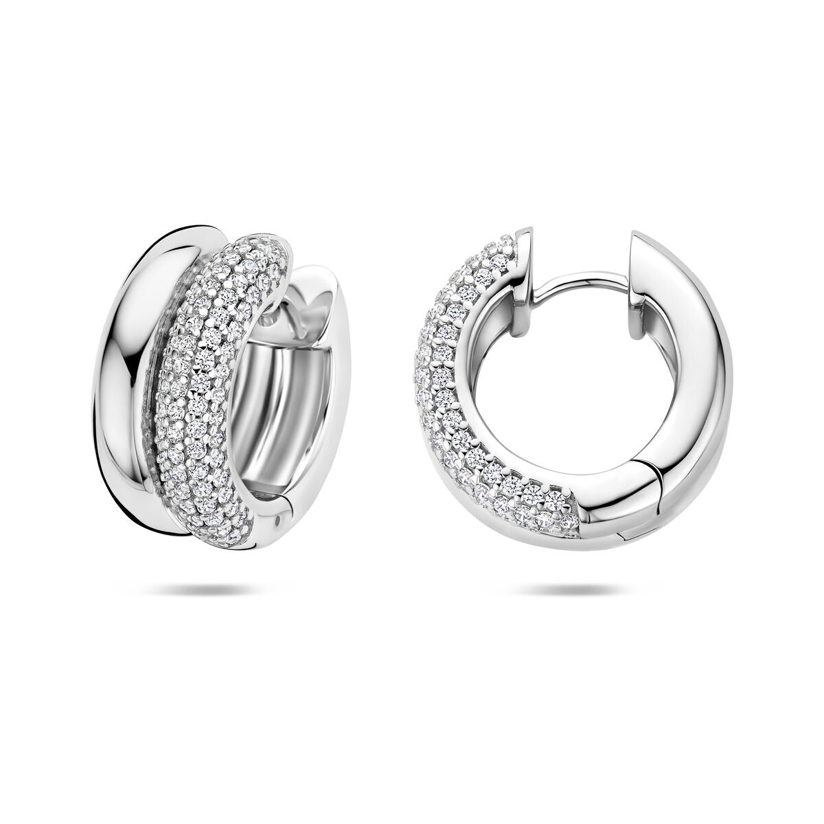 Orecchini a cerchio da donna in argento con zirconia – orecchini a clip rodiati 17.5 mm